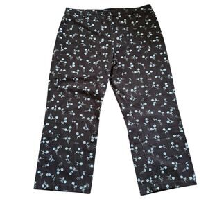 VTG Ann Taylor Early 2000s Y2K Floral Straight Leg Cropped Pants 16 Brown Blue